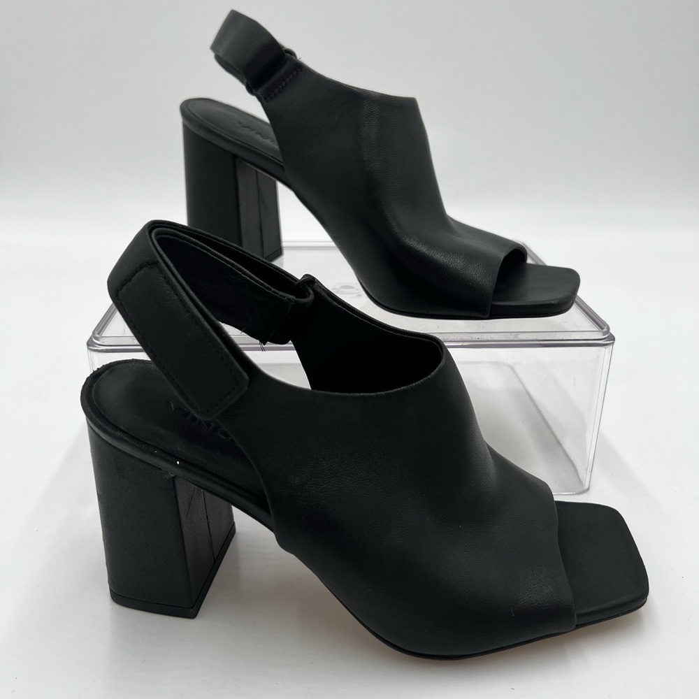 Women's Vince‎ Niara Block Heel Slingback Sandal In Black size 5.5M